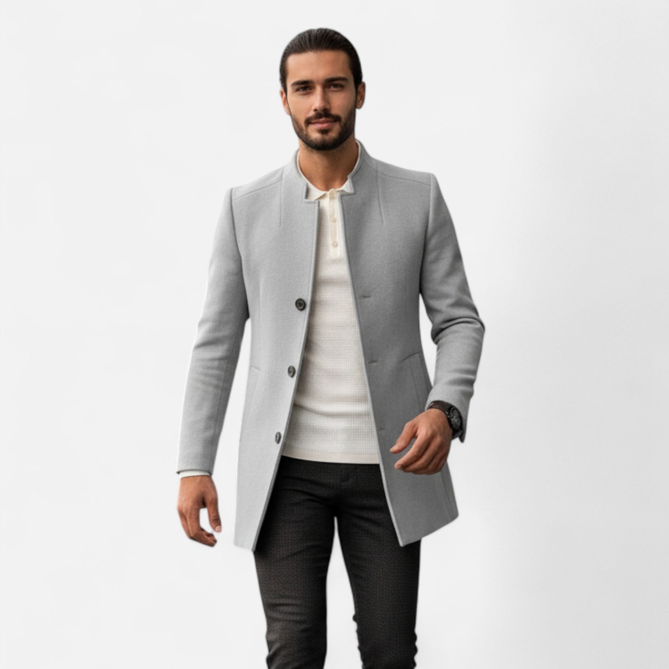 Elvayn | Men’s Tailored Coat – Classic Solid Comfort