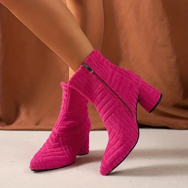 Elvayn | Women’s Chunky Heel Knitted Ankle Boots