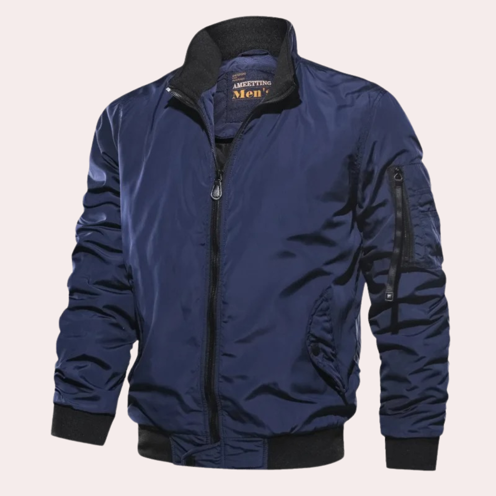 Elvayn | Classic Bomber Style Jacket With Zipper For Men