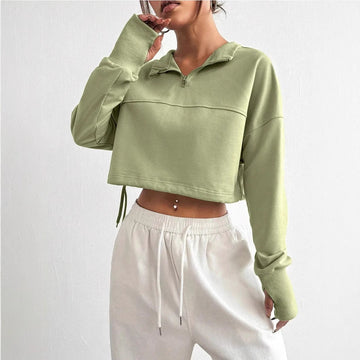 Elvayn | Women’s Winter Crop Half-Zip Sweatshirt