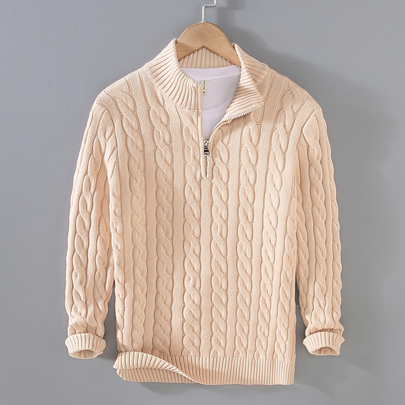 Elvayn | Men’s Half-Zip Pullover with Cable Pattern