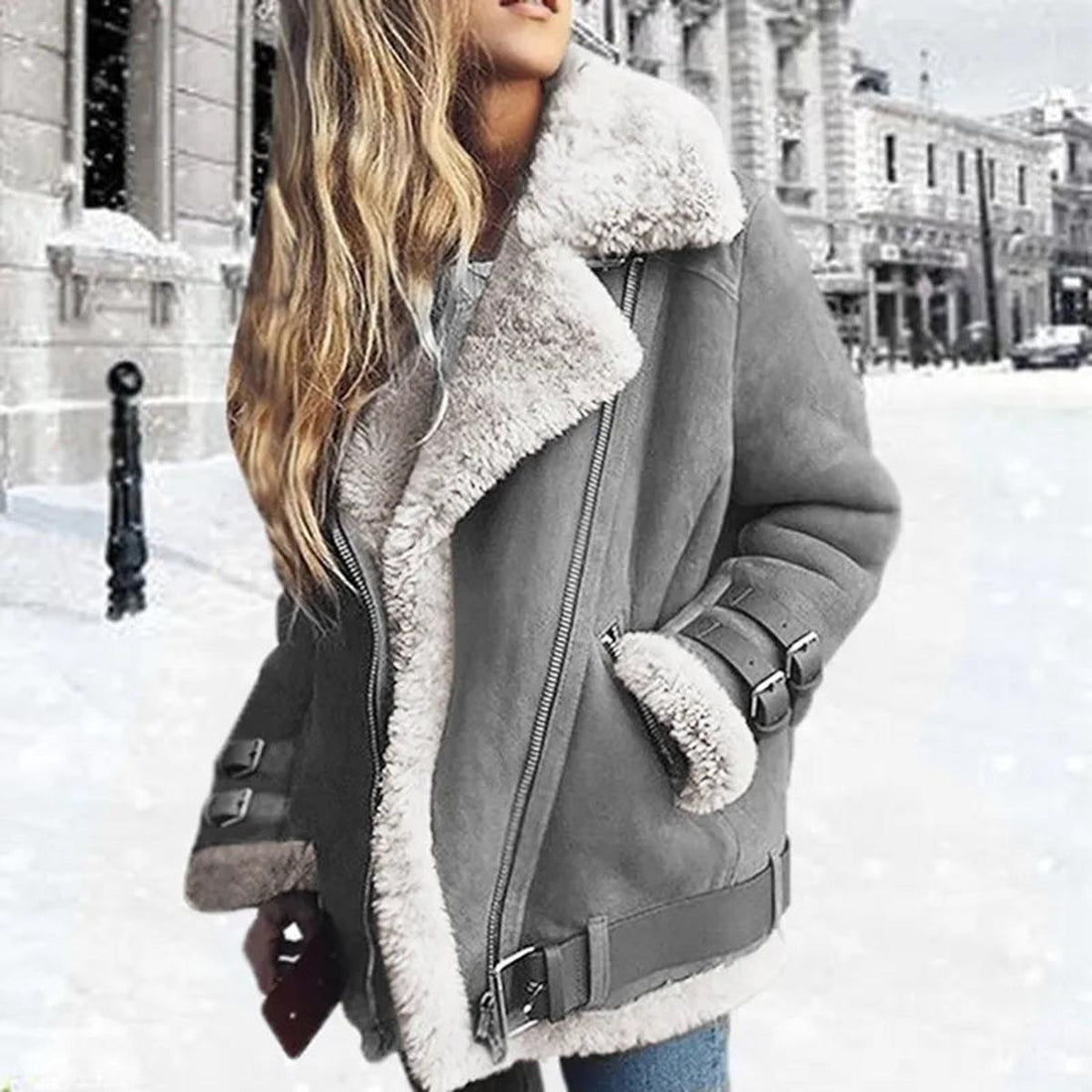 Elvayn | Women’s Faux Fur Lined Moto Jacket