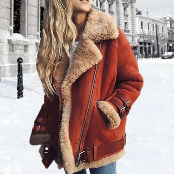 Elvayn | Women’s Faux Fur Lined Moto Jacket