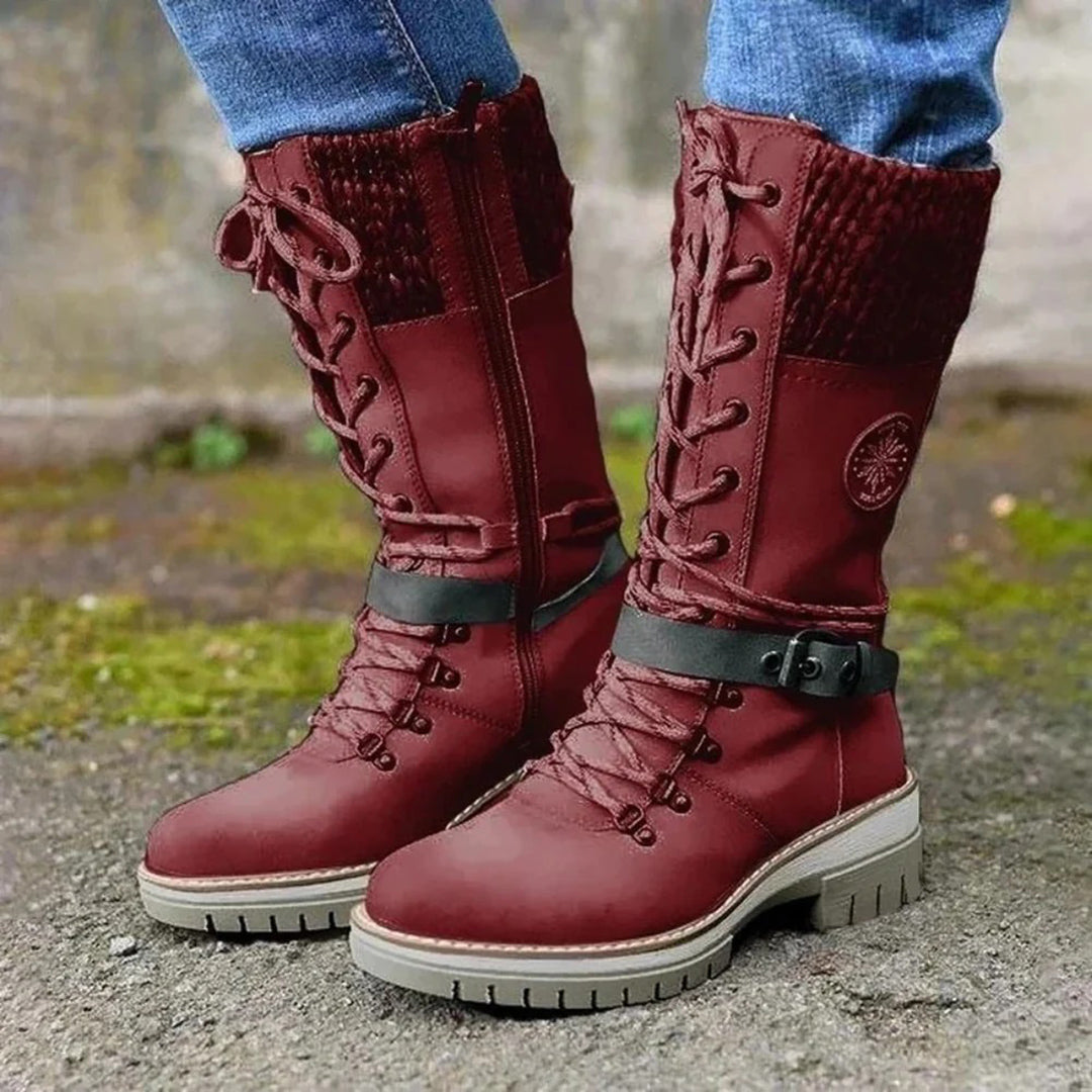 Elvayn | Women’s Lace-Up Winter Boots with Knit Cuff