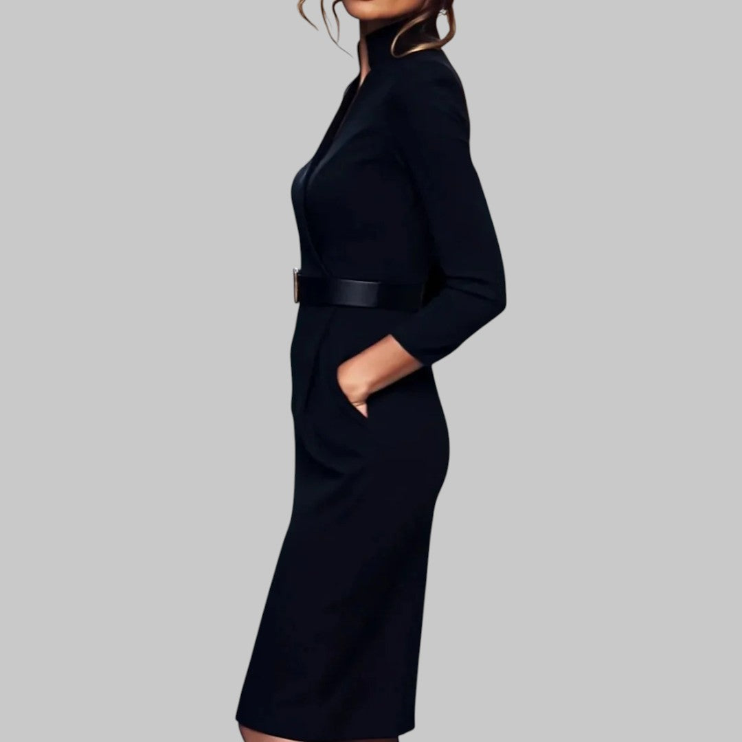 Elvayn | Women’s Elegant Spring V-Neck Wrap Dress