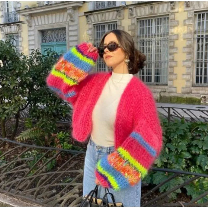Elvayn | Cozy Multicolor Knitted Cardigan for Women