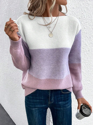 Elvayn | Three Color Patchwork Knit Sweater
