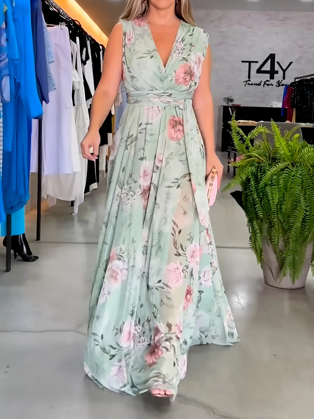 Elvayn | Off-Shoulder Printed Maxi Dress