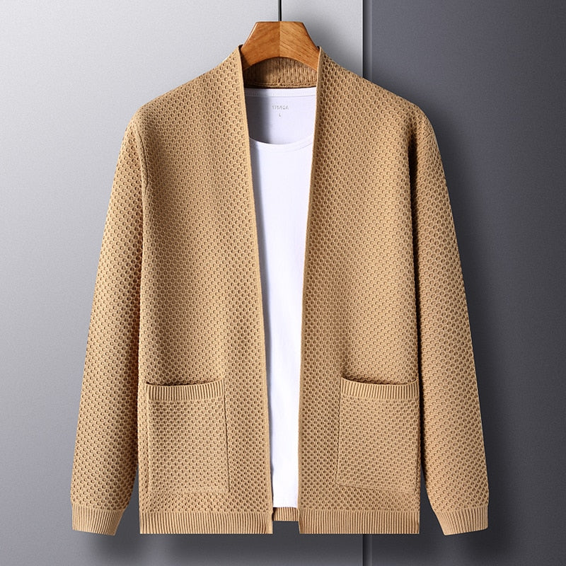 Elvayn | Men’s Slim Fit Knitted Cardigan with Pockets