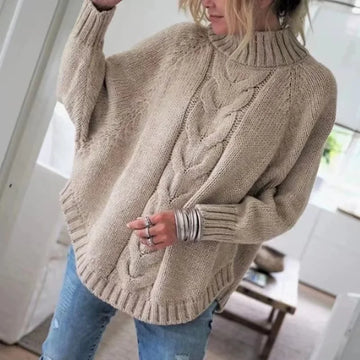 Elvayn | Vintage Cable Knit High Neck Sweater