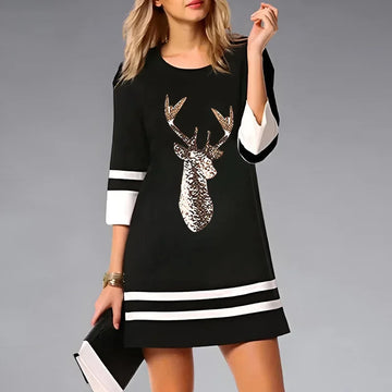 Elvayn  | Women Winter Long Sleeve Mini Dress