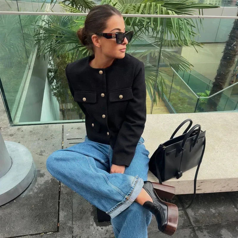 Elvayn | Women's Cropped Blazer Jacket