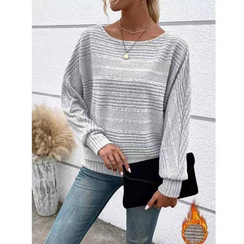 Elvayn | Minimalist Spliced Round Neck Sweater