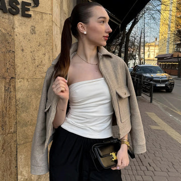 Elvayn | Women’s Zippered Wool Bomber Jacket