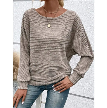 Elvayn | Minimalist Spliced Round Neck Sweater
