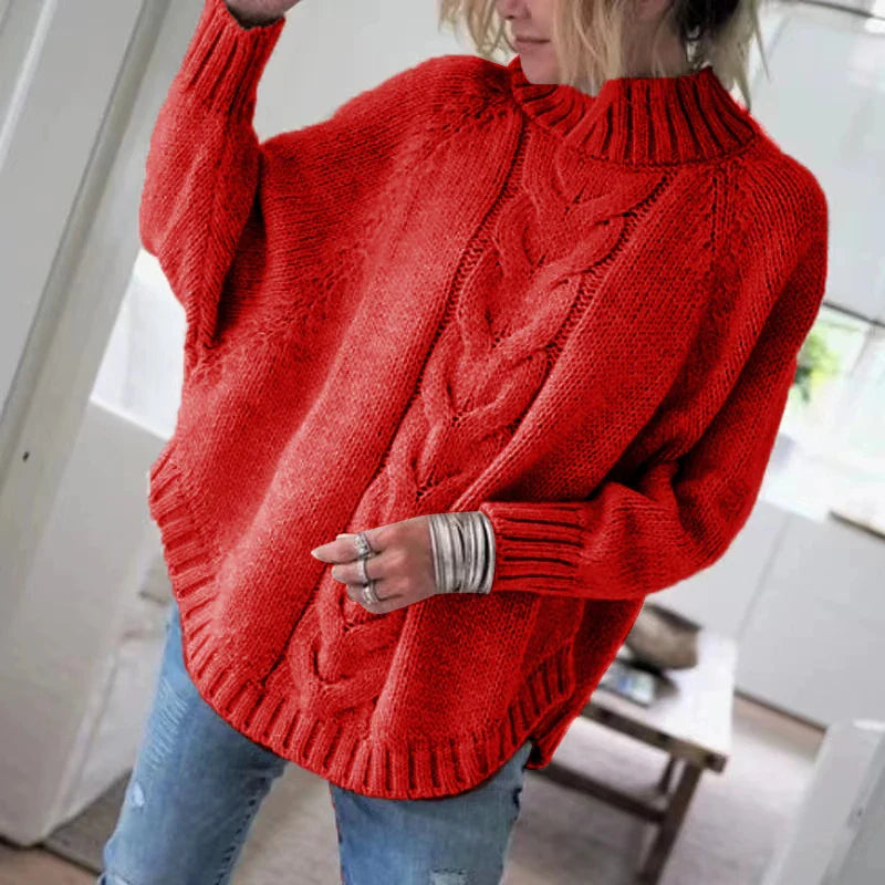 Elvayn | Vintage Cable Knit High Neck Sweater