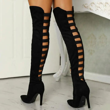 Elvayn | Women’s Cutout Over-The-Knee High Heel Boots