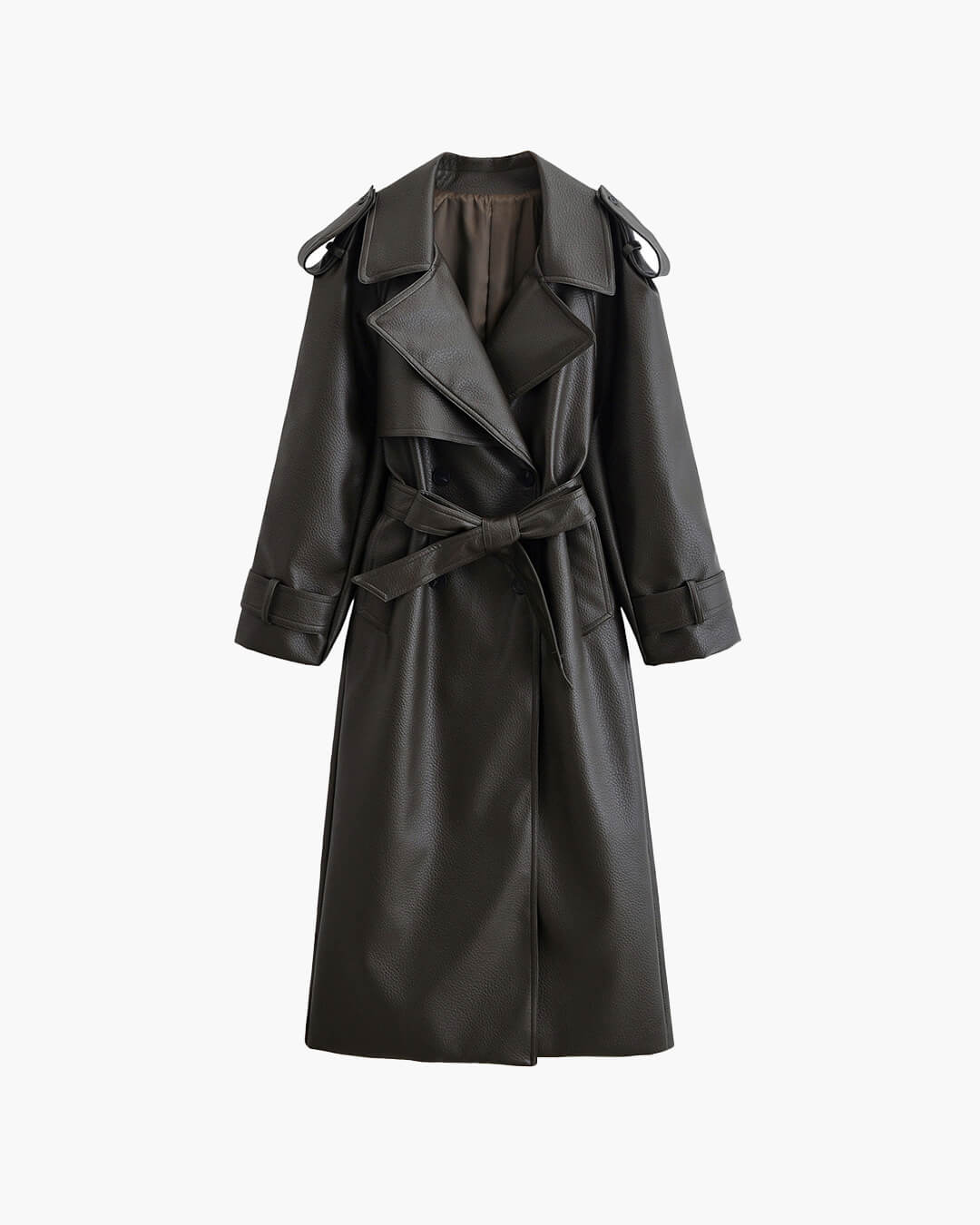 Elvayn | Women’s Winter Long Trench Leather Coat