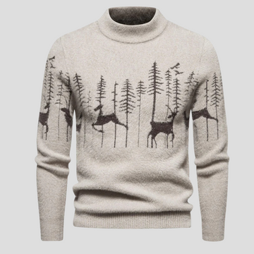 Elvayn  | Men  Winter Forest Pattern Sweater