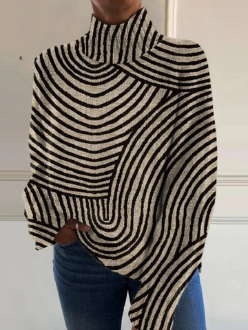 Ainsley | Hand-Drawn Line Turtleneck Sweater