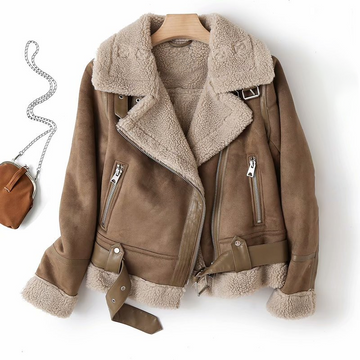 Elvayn | Women’s Chic Shearling-Lined Moto Jacket