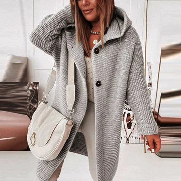 Elvayn | Women’s Cozy Hooded Knit Cardigan Jacket