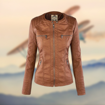 Elvayn | Women’s Trendy Zip-Up Biker Jacket