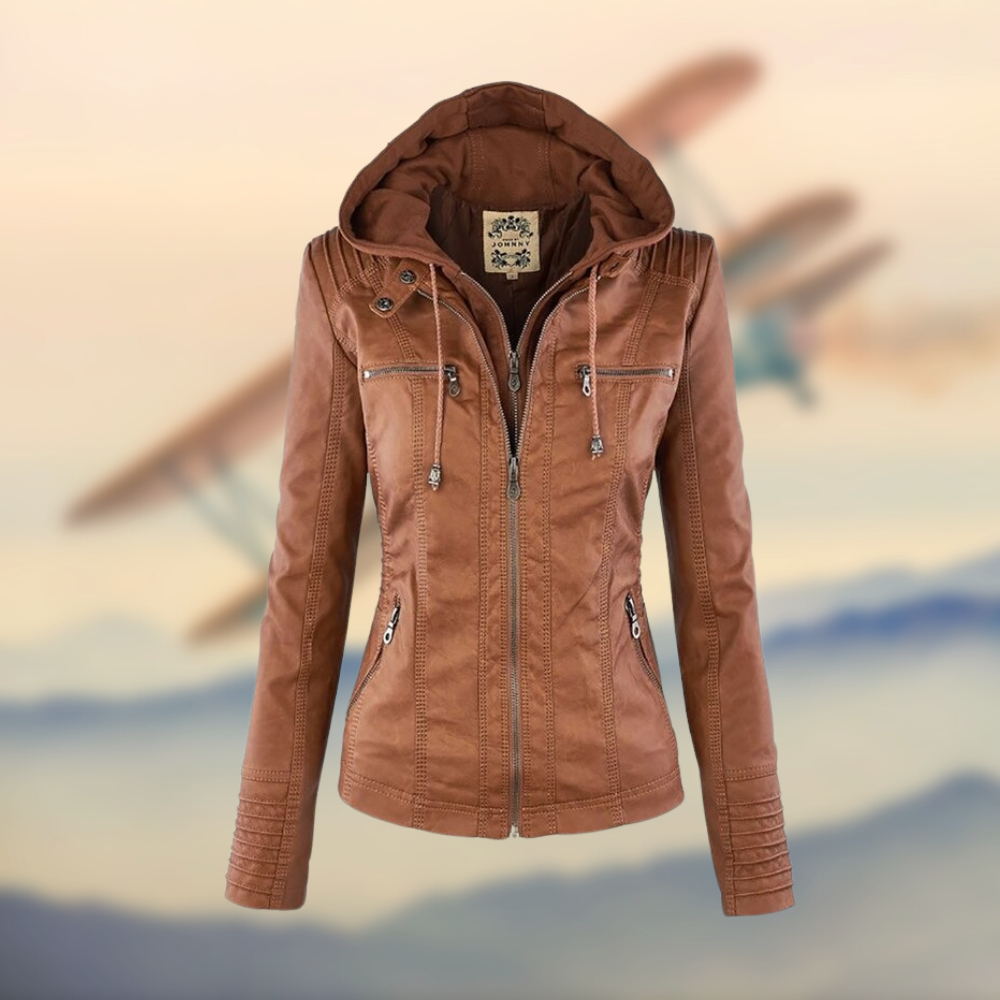 Elvayn | Women’s Trendy Zip-Up Biker Jacket