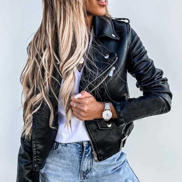 Elvayn | Women’s Trendy Zip-Up Biker Jacket