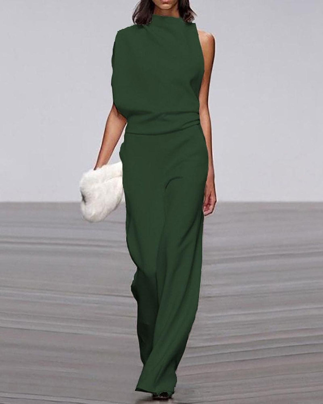 Elvayn | Women Chic High Neck Shoulder Jumpsuit