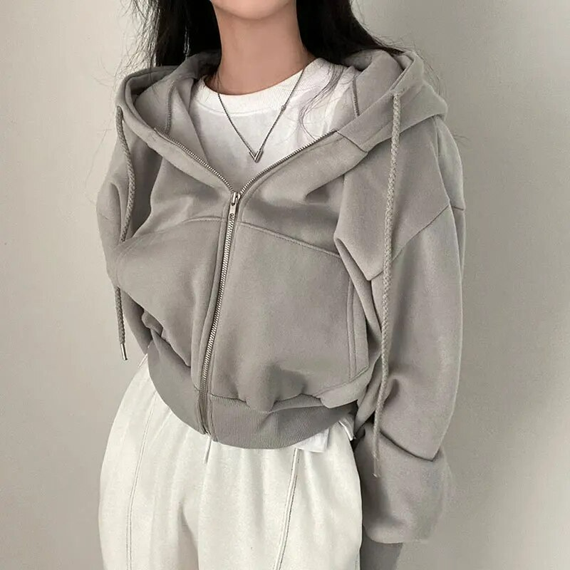 Elvayn | Women’s Winter Cropped Zip-Up Hoodie