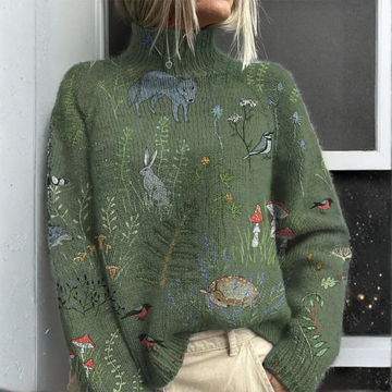 Elvayn | Warm Floral Turtleneck