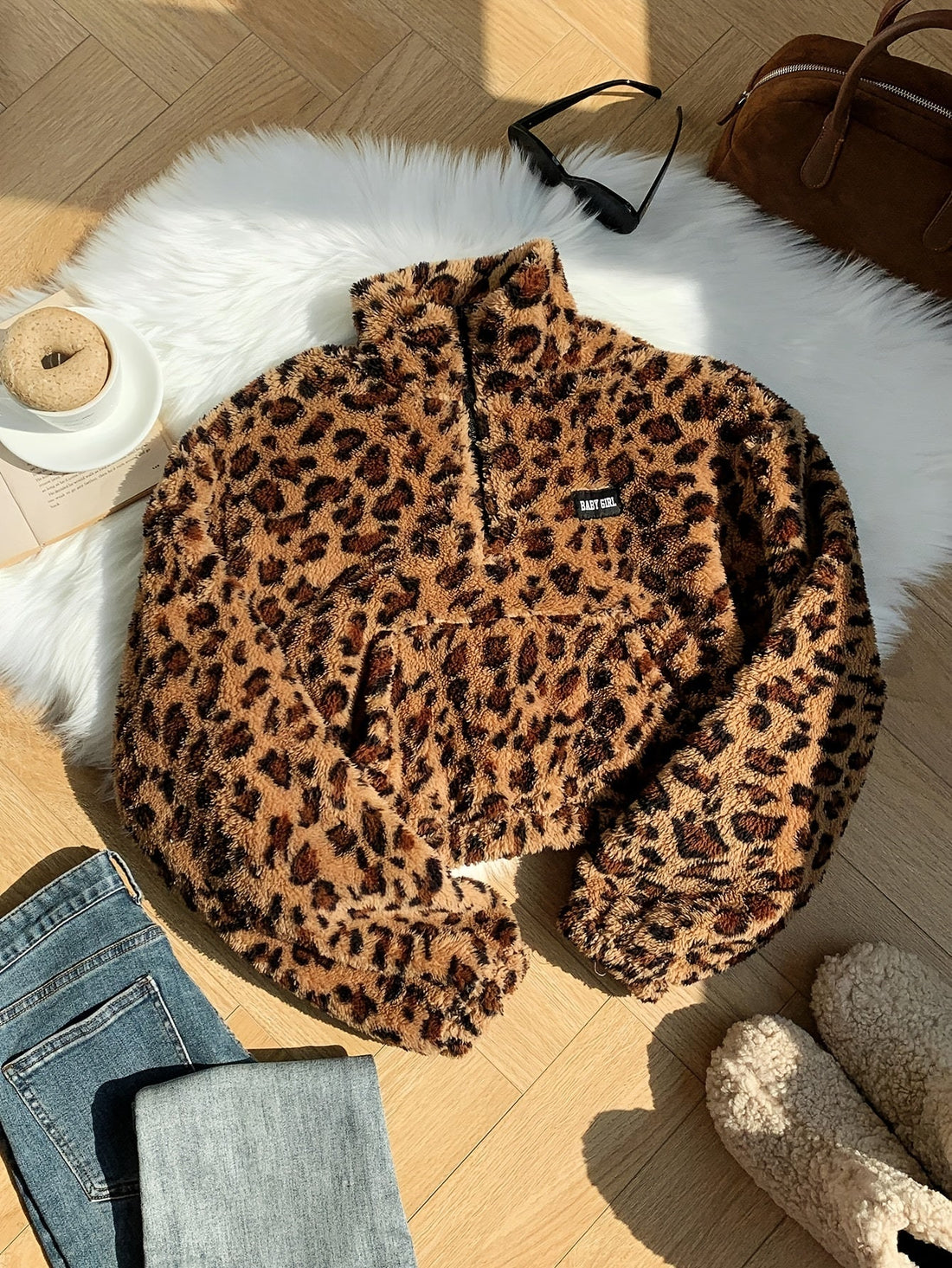Leona™ | Plush Fleece Leopard Pullover
