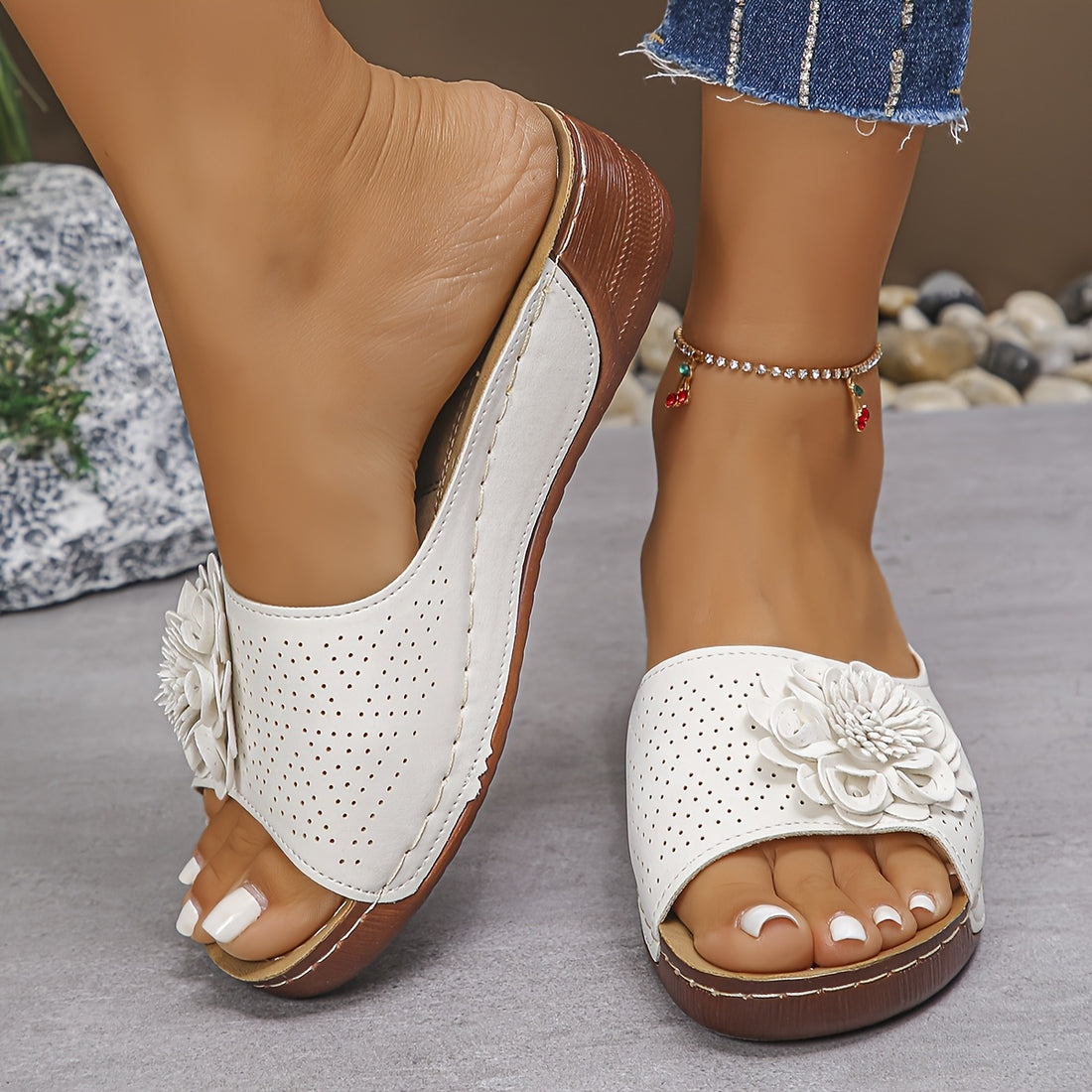 Elvayn | Floral Wedge Sandals