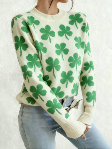 Elvayn | Four Leaf Clover Knit Sweater
