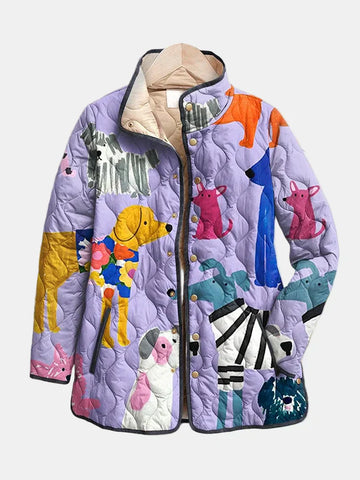 Rhea | Casual Quilted Jacket with Dog Print | 2025