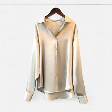 Elvayn | Women’s Silk Satin Blouse – Autumn Poise Edition