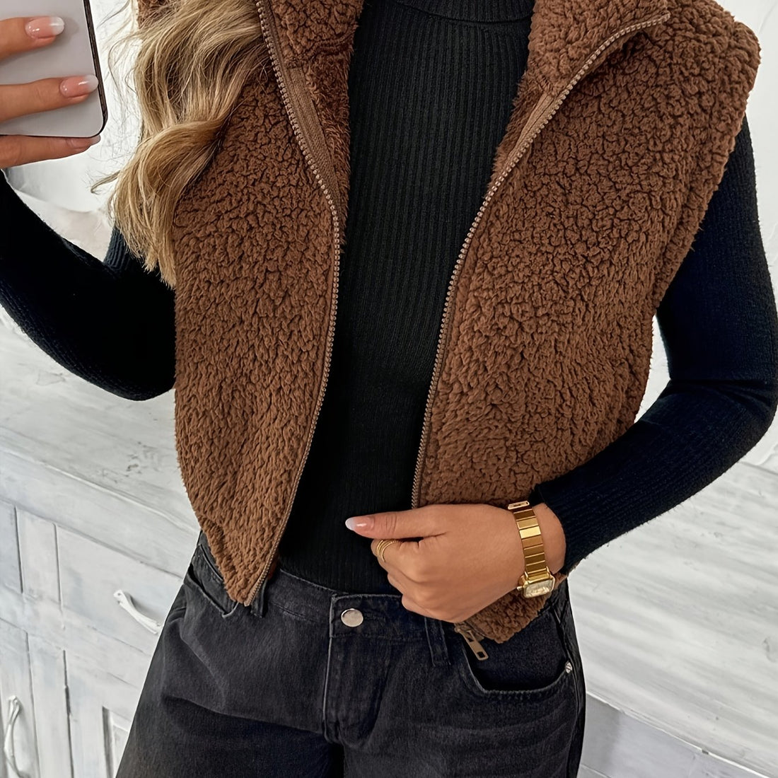Delia™ | Sleeveless Teddy Fleece Vest