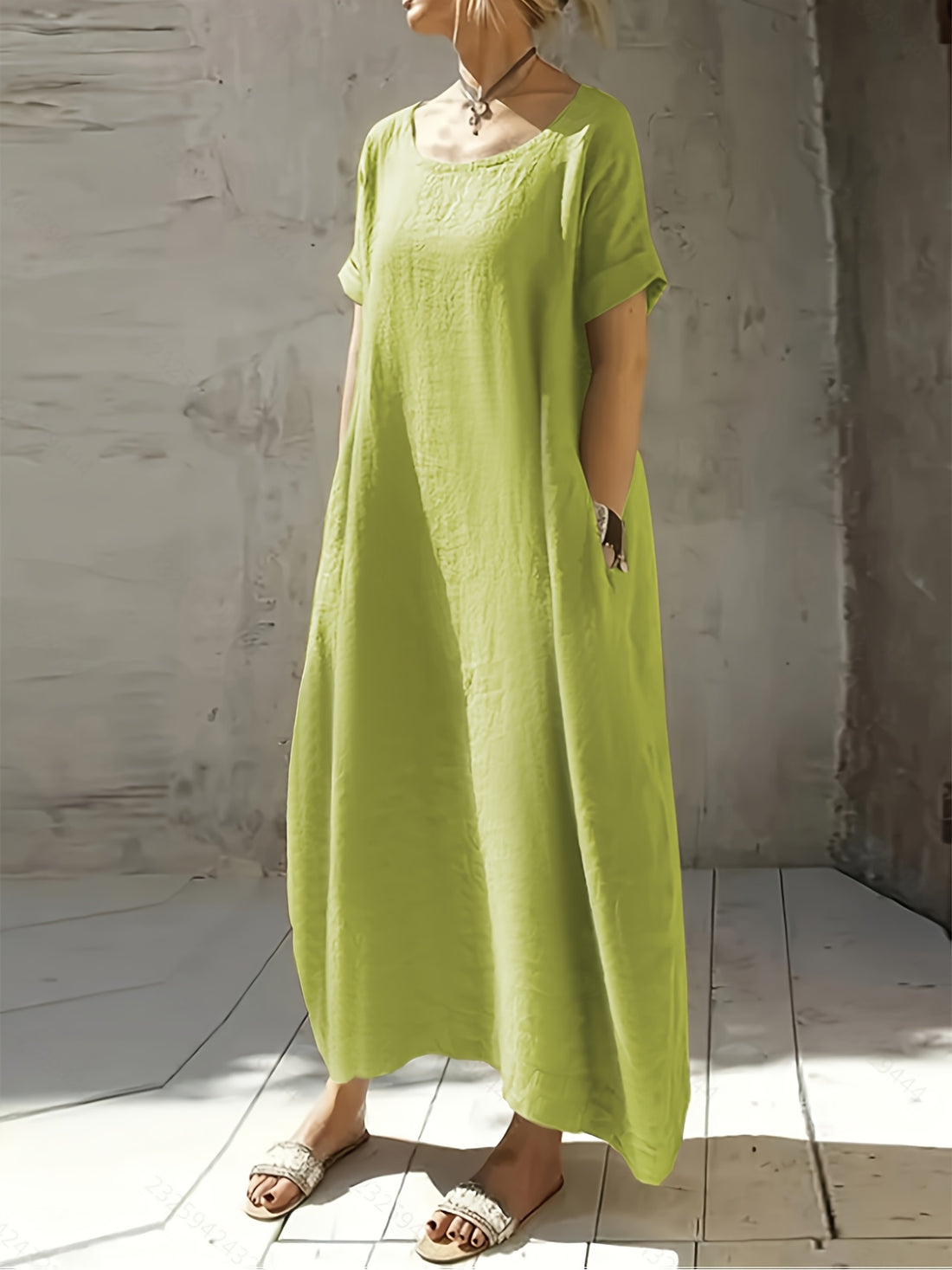 Elvayn | Solid Pocket Midi Dress