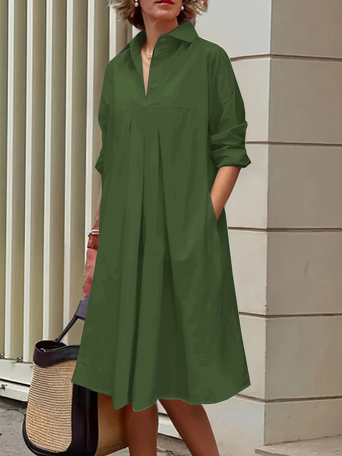Elvayn | White Button Shirt Dress
