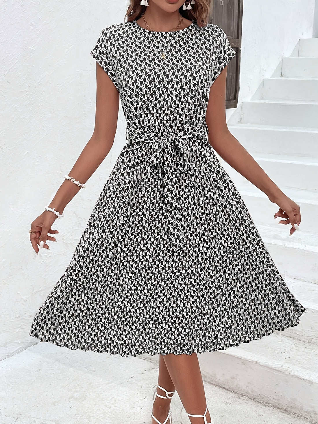 Elvayn | Geometric A-Line Summer Dress