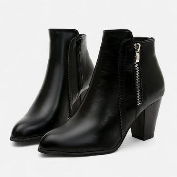 Retro zip-heel boots for women