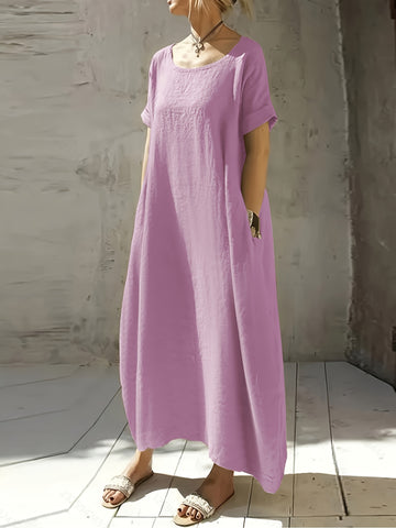 Elvayn | Solid Pocket Midi Dress