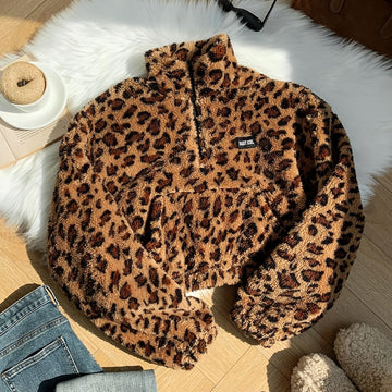 Leona™ | Plush Fleece Leopard Pullover