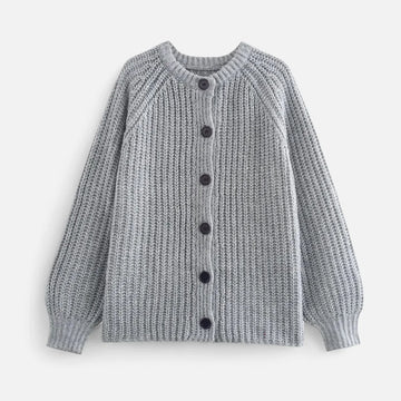 Vintage round-neck knitted cardigan for women