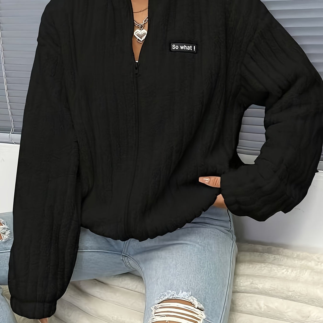 Flirla™ | Letter Patch Teddy Fleece