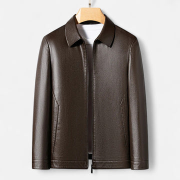 Elvayn | Men’s PU Leather Jacket – Stand Collar Autumn Elegance