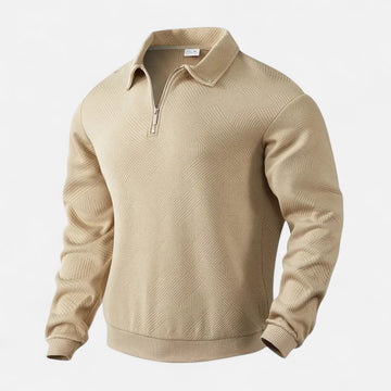 Elvayn | Men’s Long-Sleeved Polo Shirt | Zipper Lapel