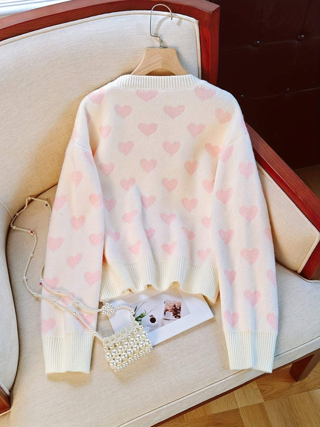 Elvayn | Soft Heart Mid-Length Knit Sweater