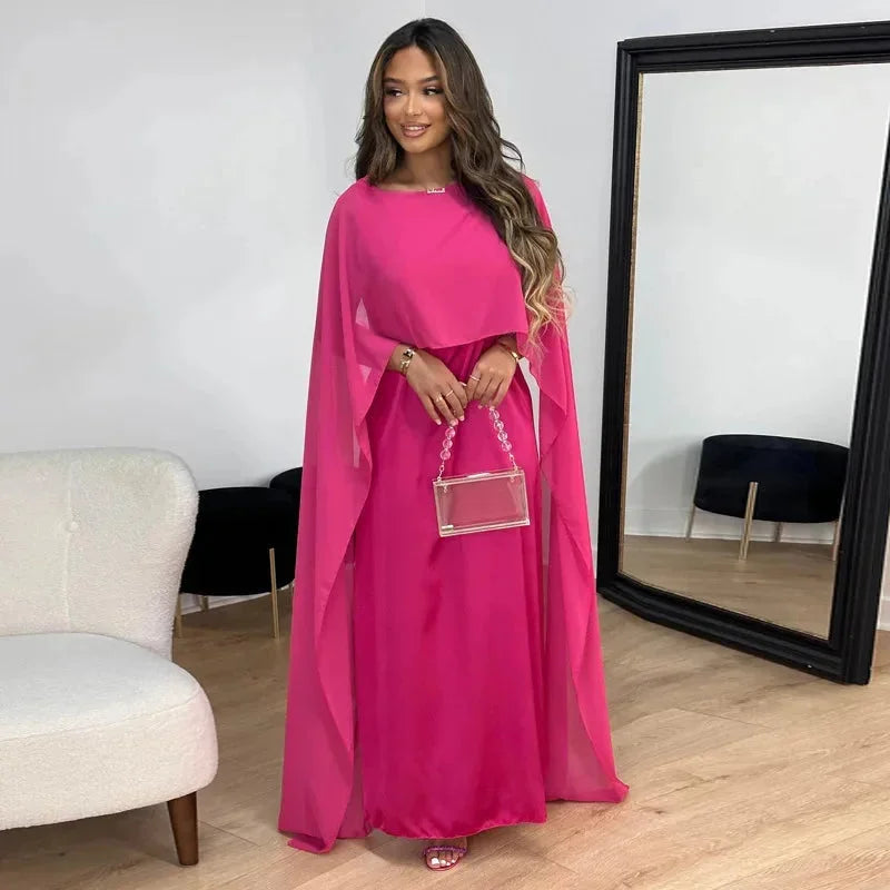 Elvayn | Women Wedding Guest Cape Maxi Dress